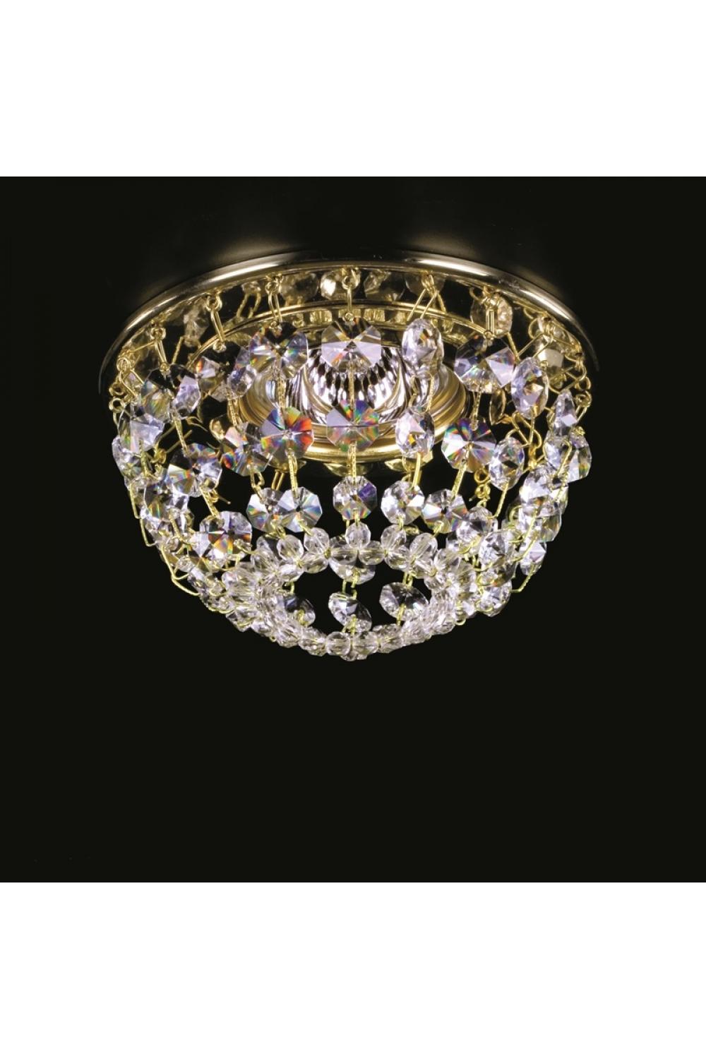 Luxury Compact Crystal Ceiling Chandelier with Antique Brass Finish