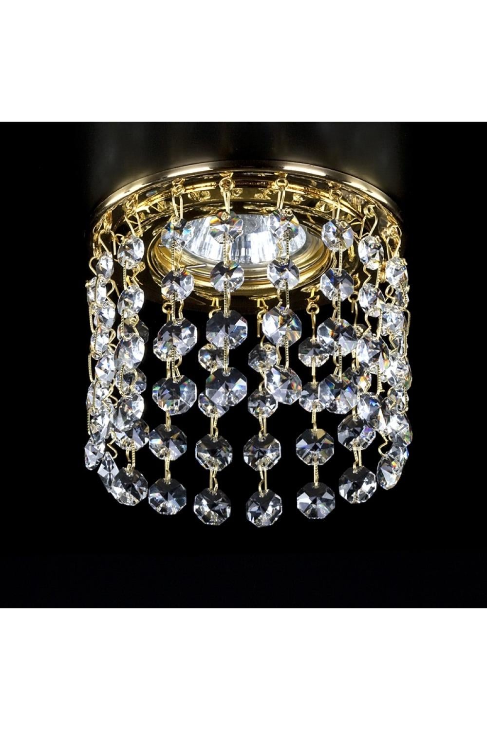 Luxury Crystal Cascade Mini Ceiling Chandelier with Polished Brass Finish