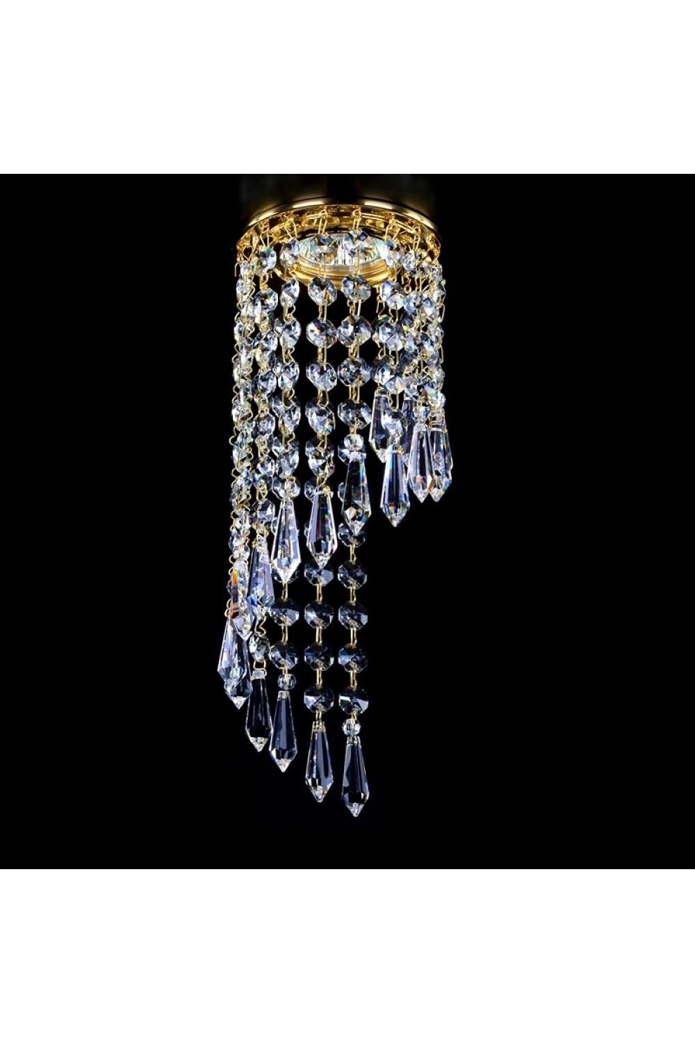 Luxury Vertical Crystal Cascade Ceiling Chandelier with Polished Brass Finish