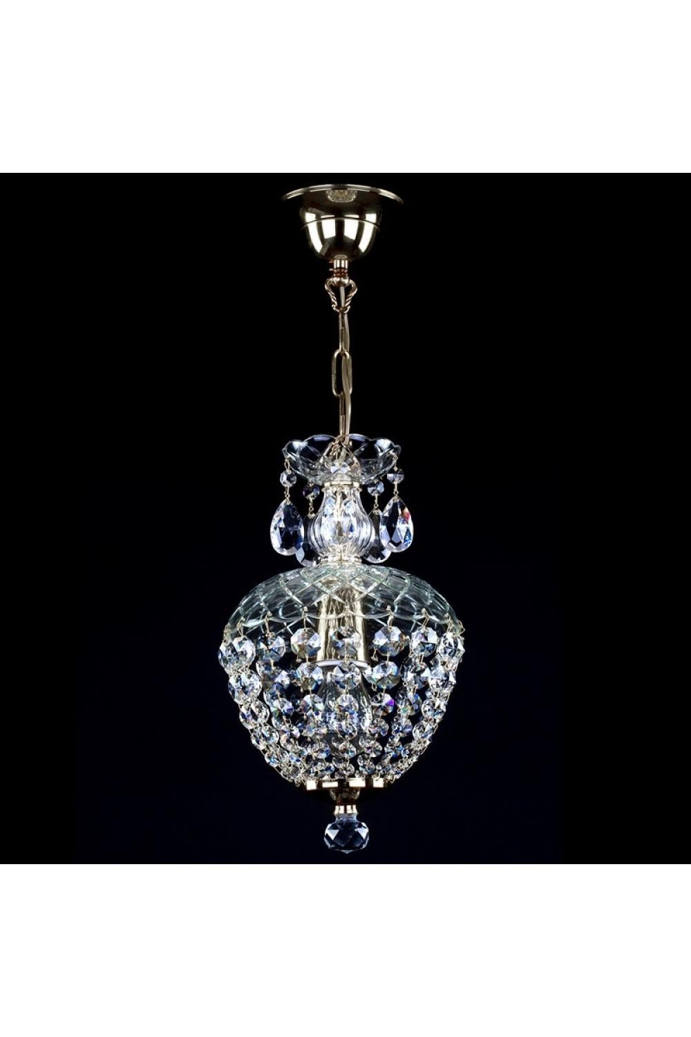 Luxury Single-Light Crystal Chandelier with Nickel Finish and Faceted Crystal Drops