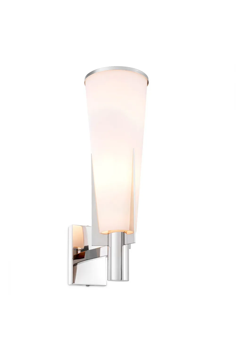 Luxury Mid-Century White Glass Wall Lamp in Brass or Nickel