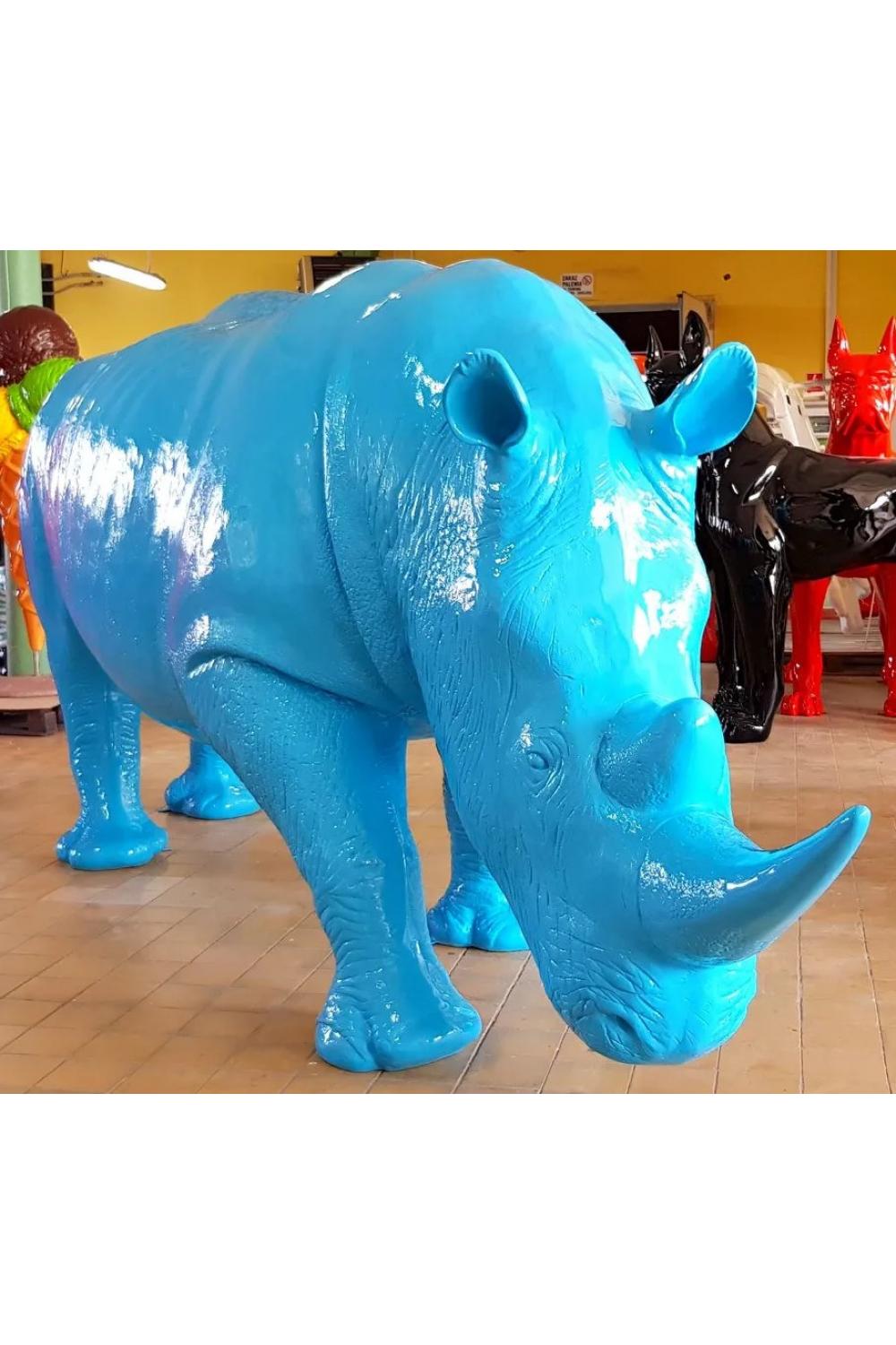 Luxuriöse lebensgroße Nashorn-Skulptur aus Fiberglas – 160 cm