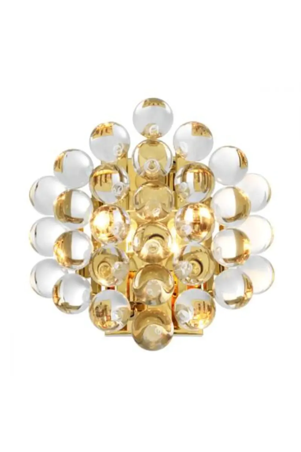 Luxury Gold Finish Wall Lamp with Spheres of Clear Glass