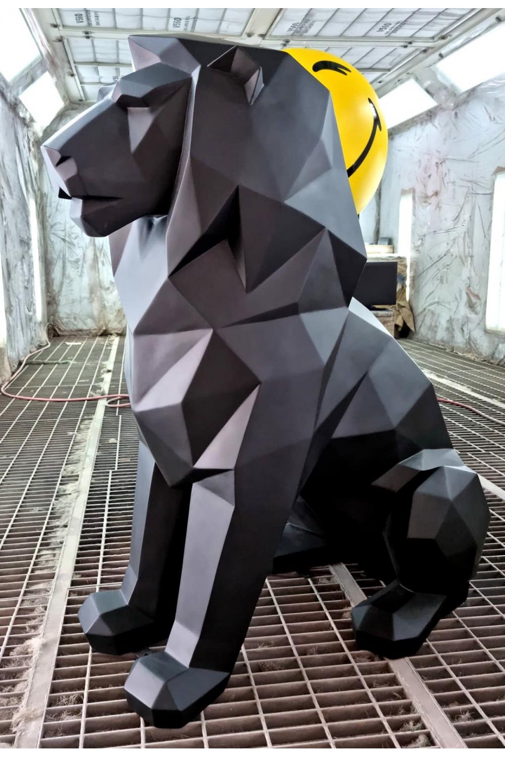 Luxury Geometric Lion Sculpture in Sitting Position - 135 CM