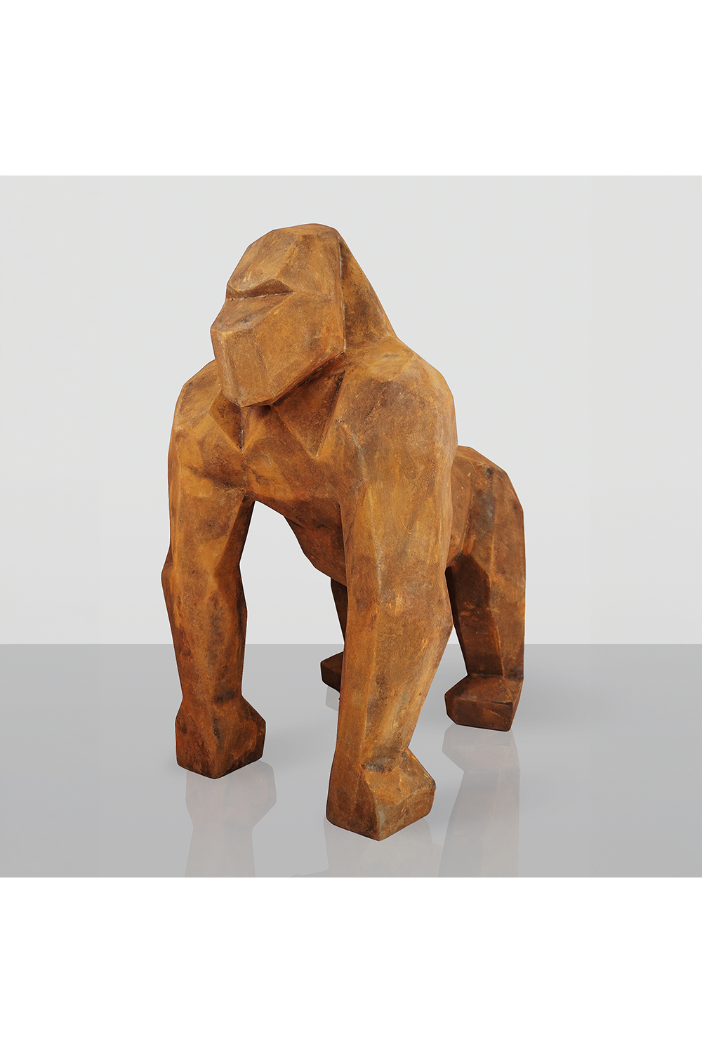 Luxury Square Gorilla Decorative Sculpture in Rust Effect