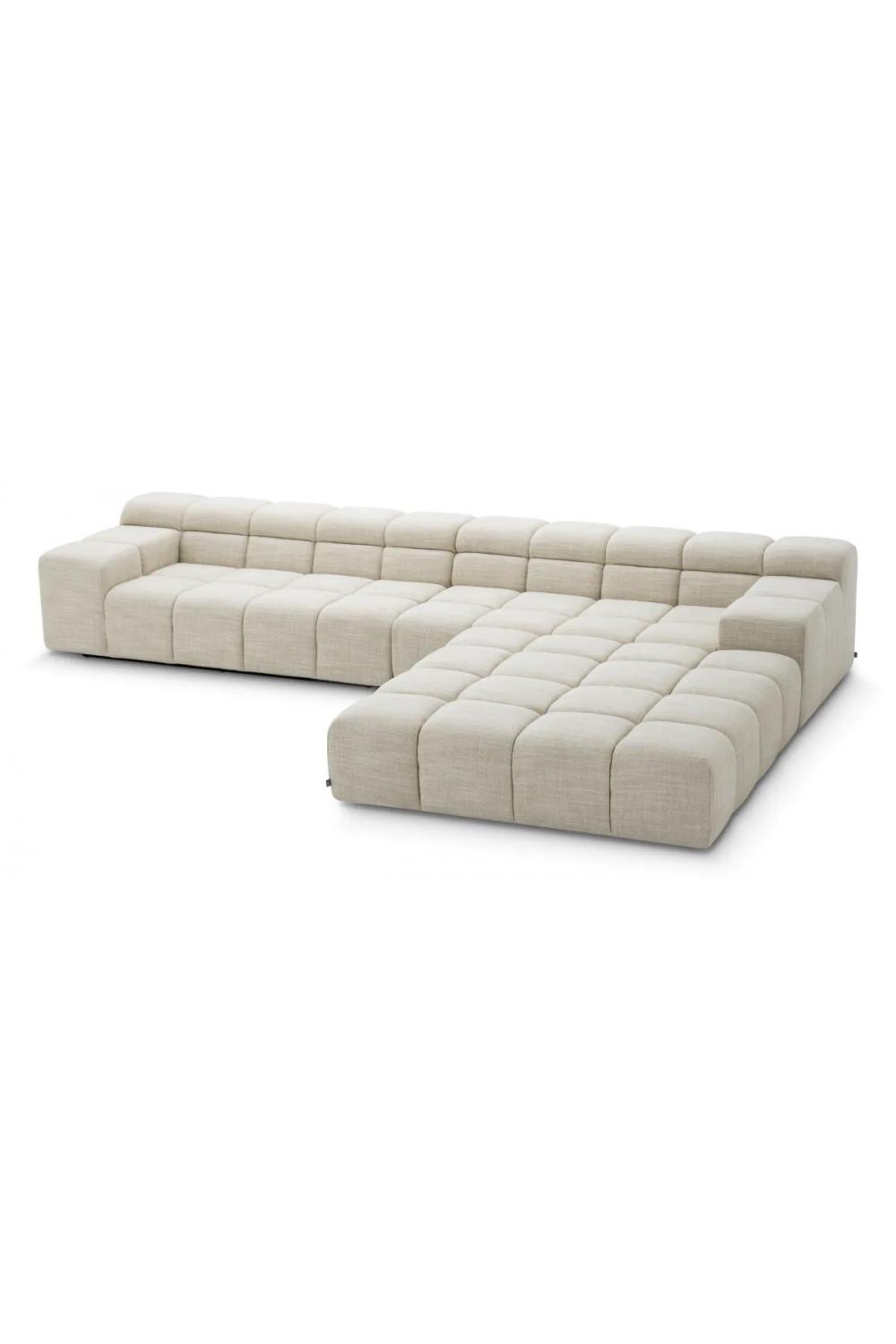 Luxury Modular Right Beige Sofa with Black Base