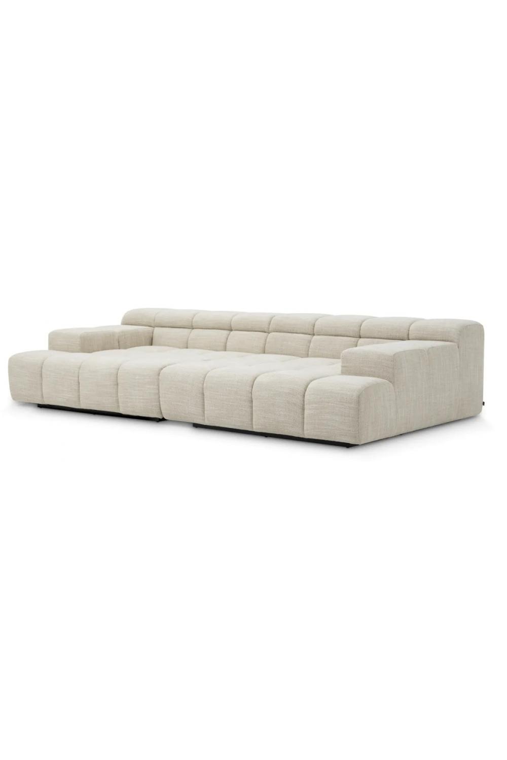 Luxury Albury Beige Modular Right Lounge Sofa with Black Base