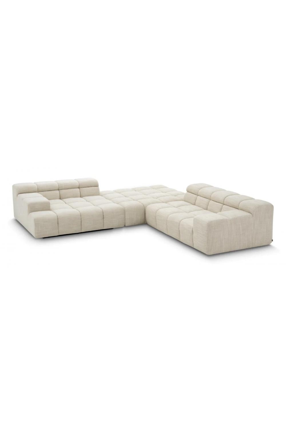 Luxury Albury Beige Modular Left Lounge Sofa with Black Base