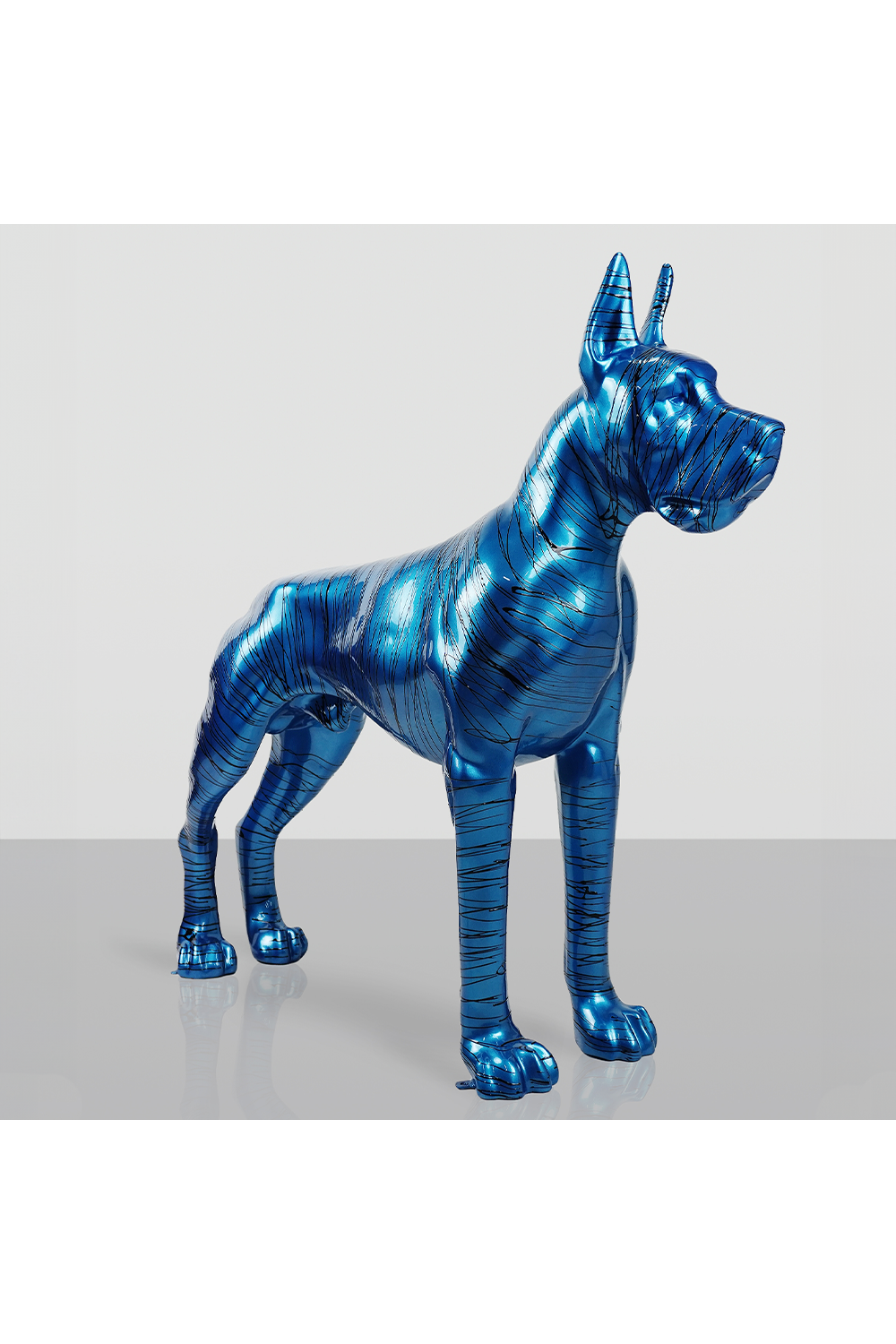 Luxury Great Dane Sculpture Coated with Paint in High-Gloss Finish