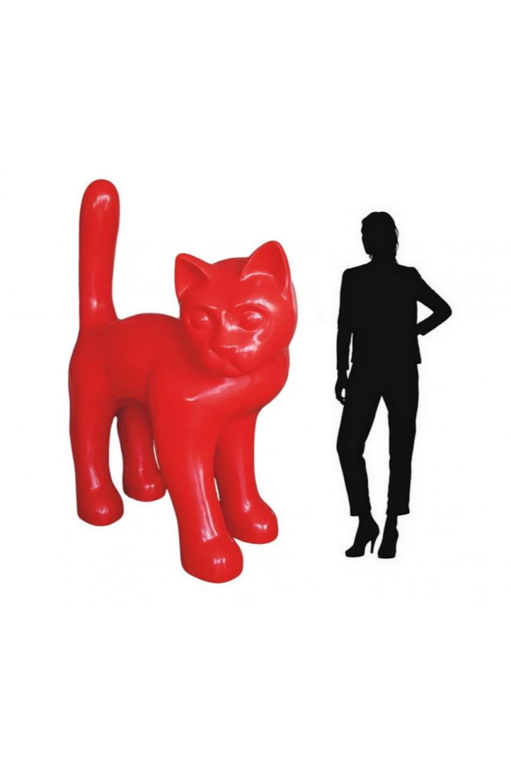 Luxury Decorative Single-Colored Cat Sculpture in Fiberglass Finish