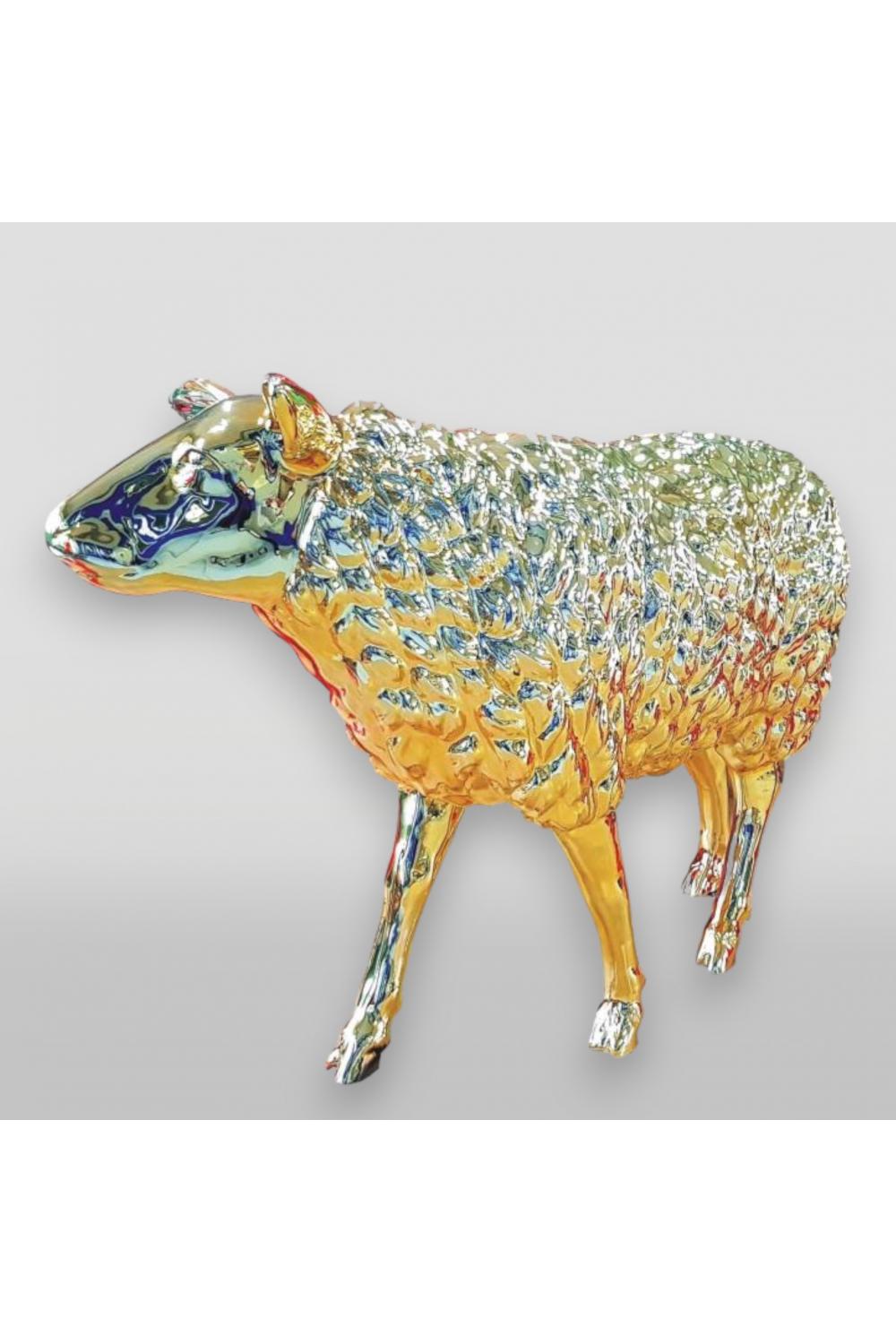 Luxury Sheep Fiberglass Decorative Sculpture - Chrome Edition