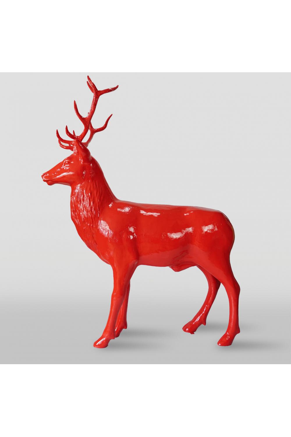 Luxury Fiberglass Stag Sculpture in Standing Position - Single Color Edition