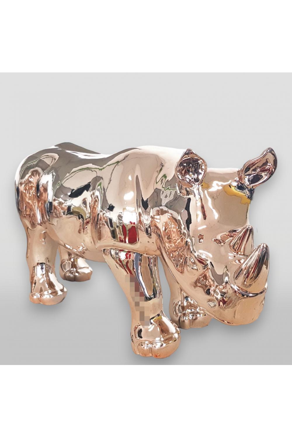 Luxury Chrome Finished Little Rhinoceros Sculpture