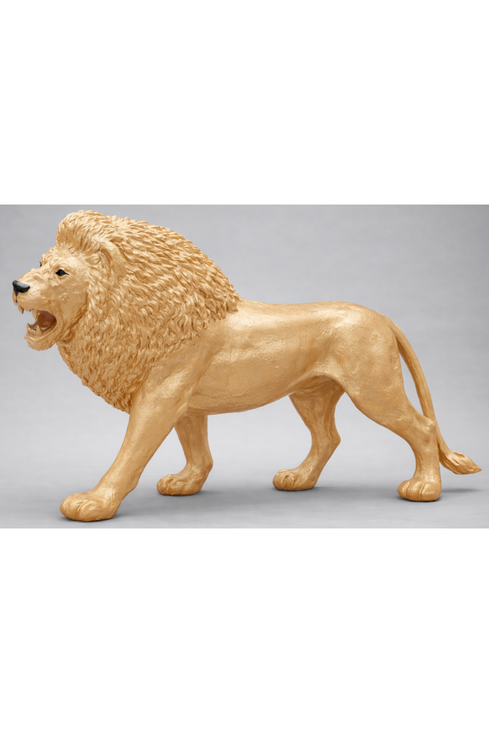 Luxury Fiberglass Single Colored Large Standing Lion Sculpture