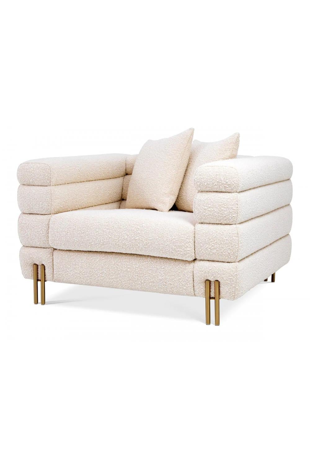 Luxury Modern Single Seater Sofa with Brass & Bronze Legs