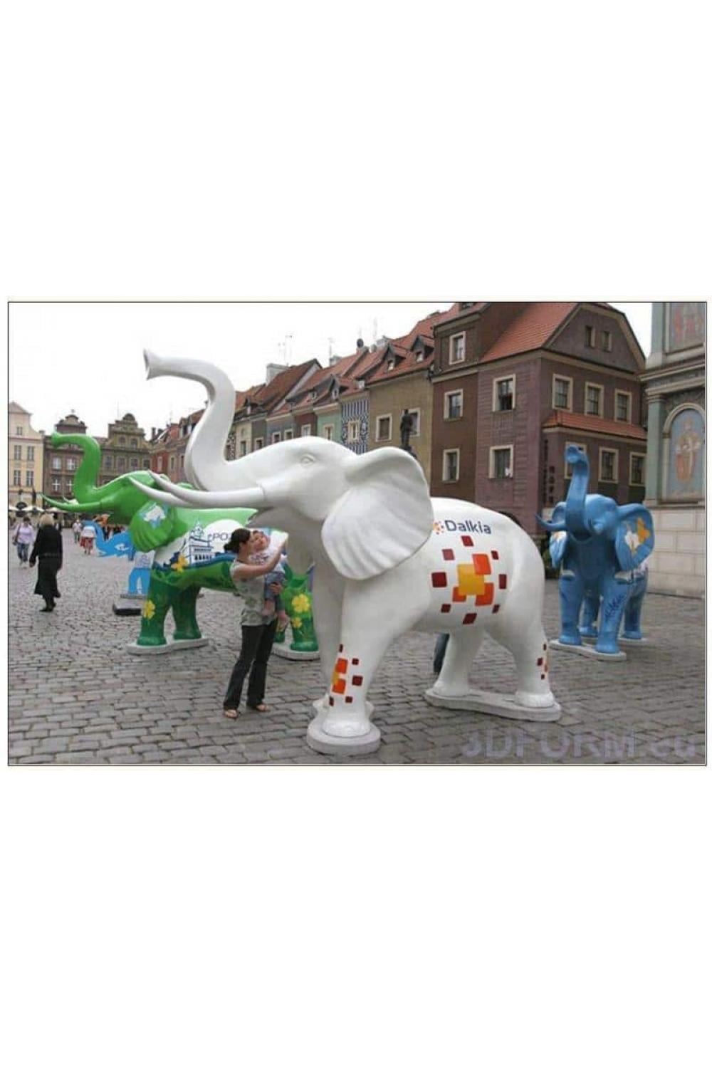 Luxury Life Size Fiberglass Elephant Sculpture – Multi-Color Edition