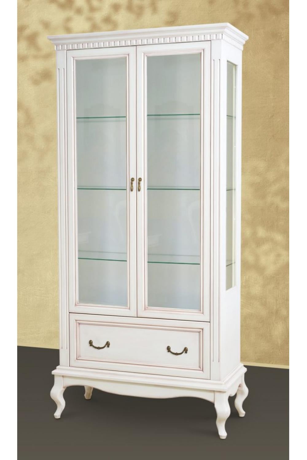 Luxury Double-Door Glass Showcase with Baroque Silhouette and Sculpted Base