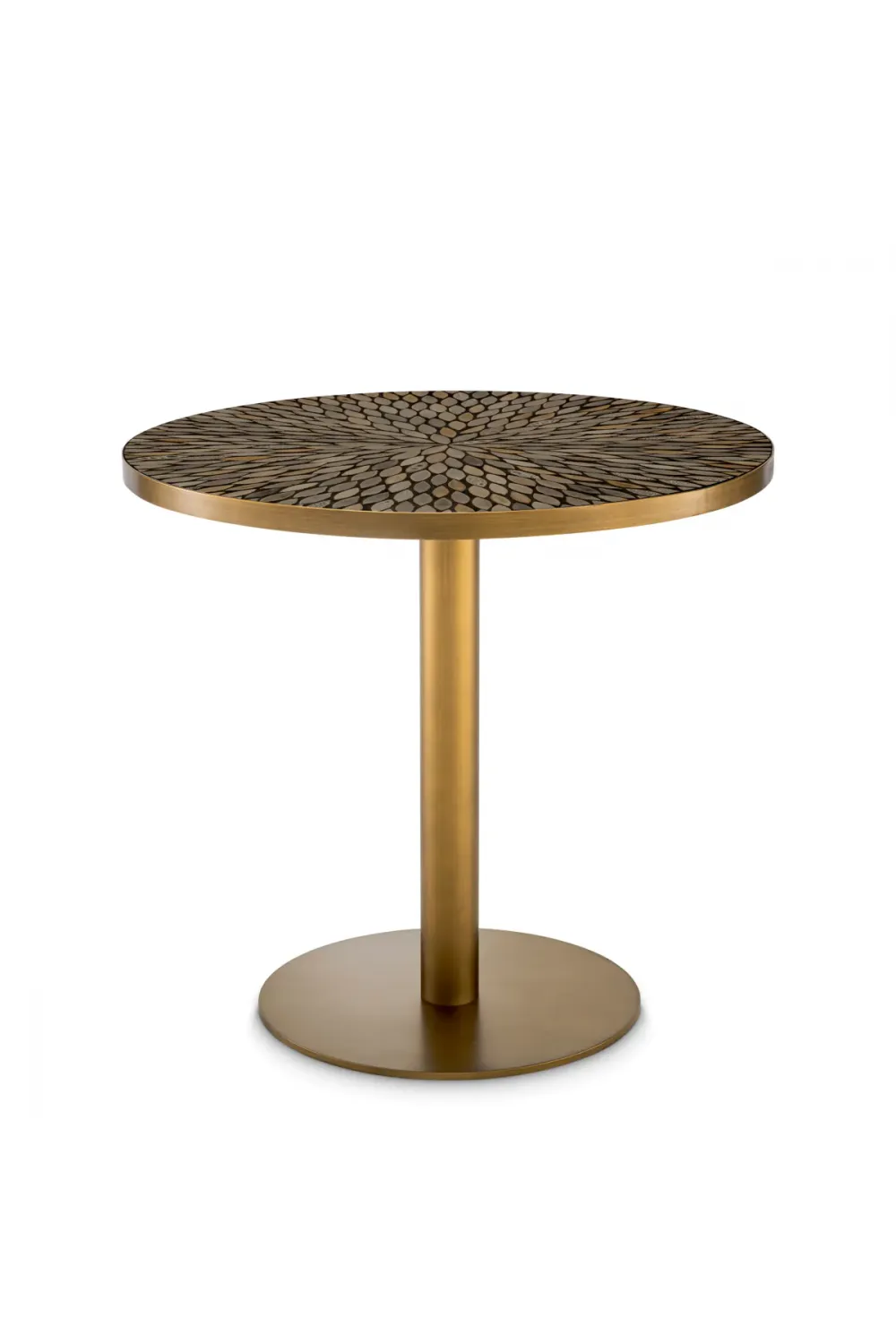 Luxury Round Dining Table with Brown Ceramic Inlay