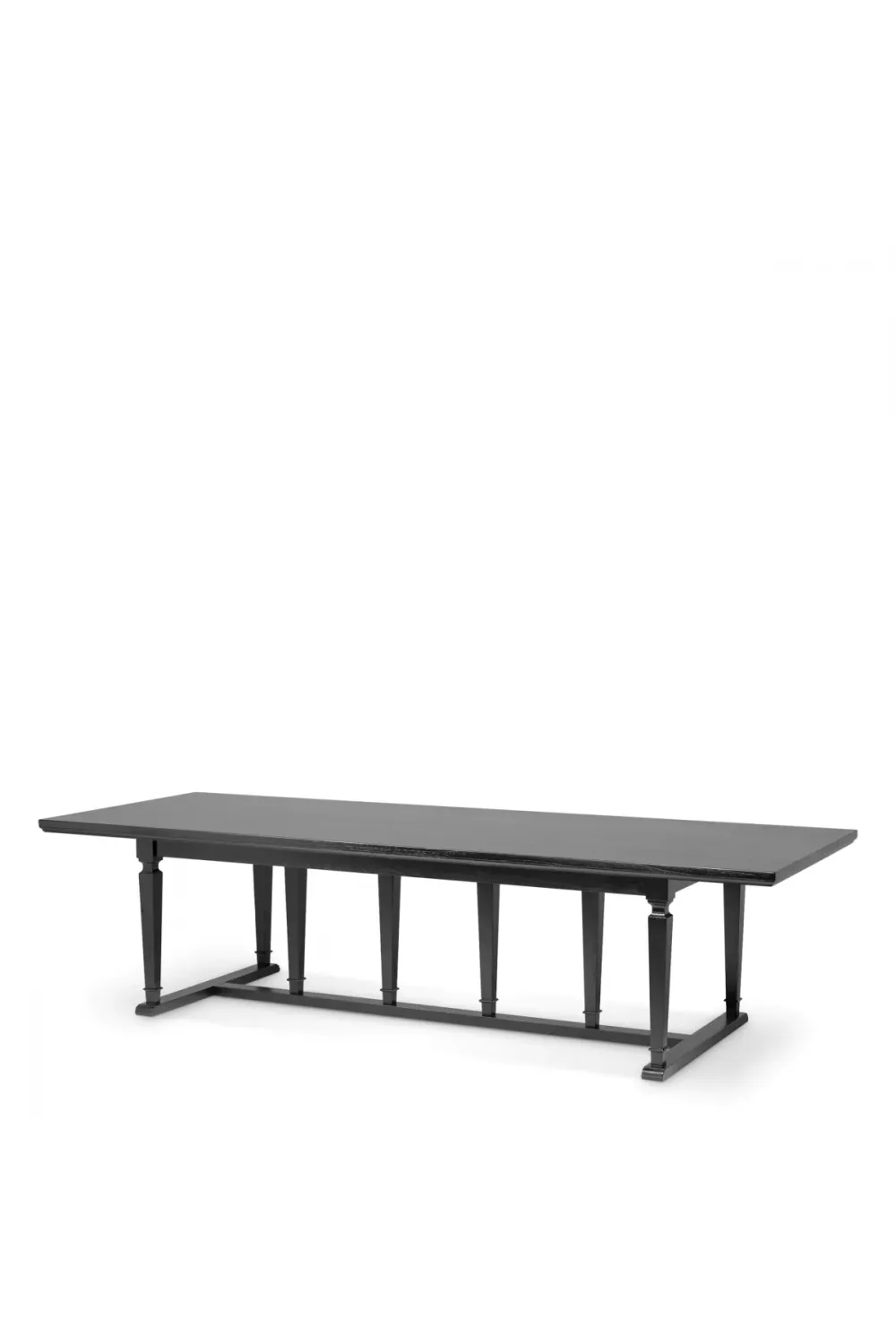 Luxury Black Veneer Rectangular Dining Table with Turned Legs