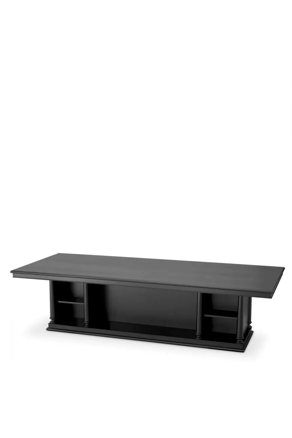 Luxury Black Veneer Rectangular Table with Architectural Base