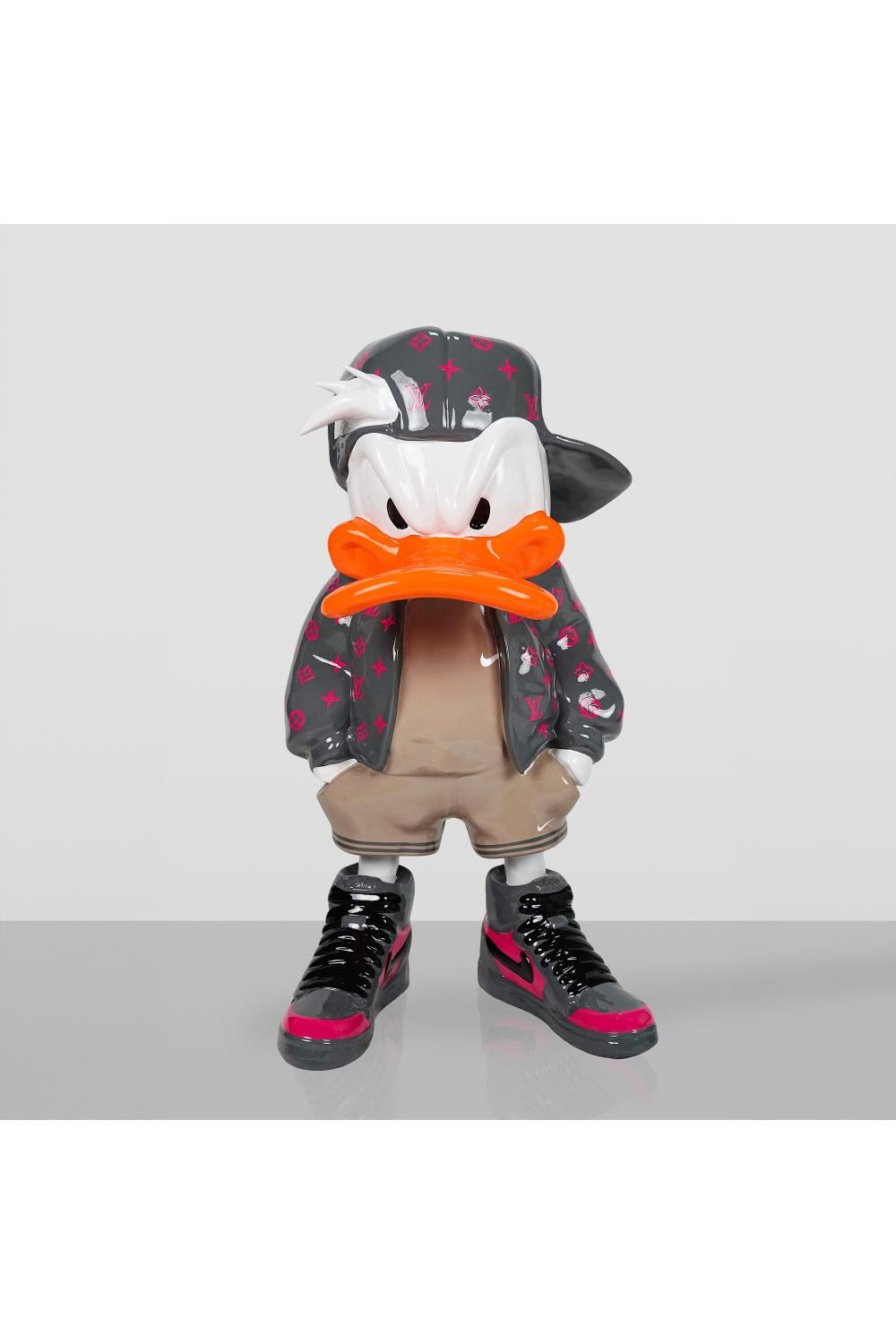 Luxury Fiberglass Bad Boy Duck Street-Style Figure Sculpture
