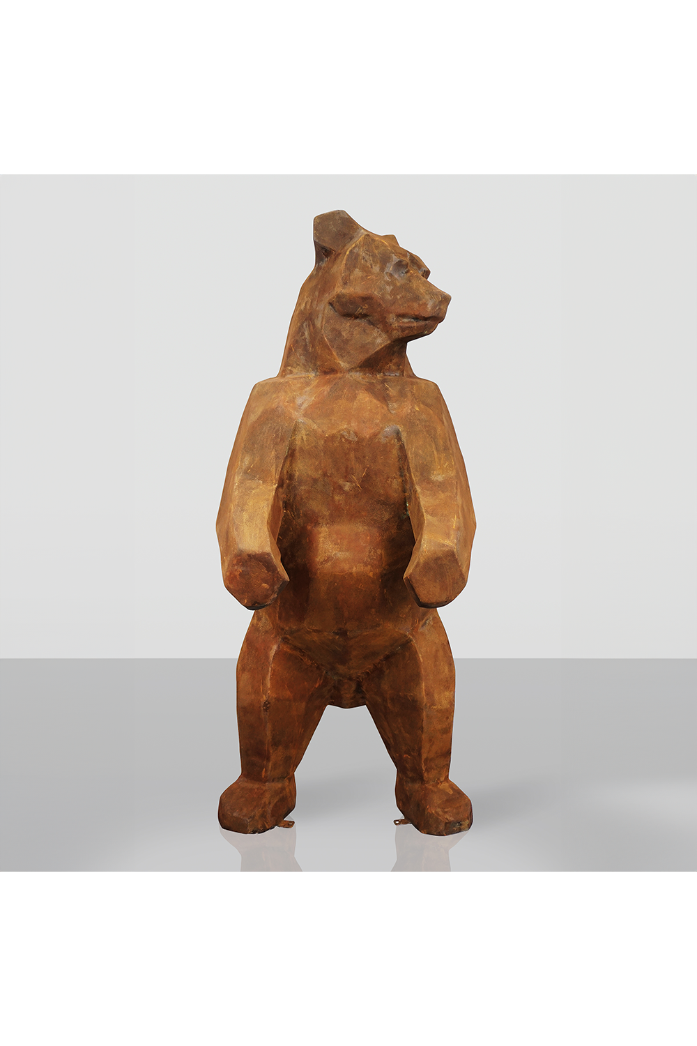 Luxury Square Bear Large Sculpture in Rust Effect