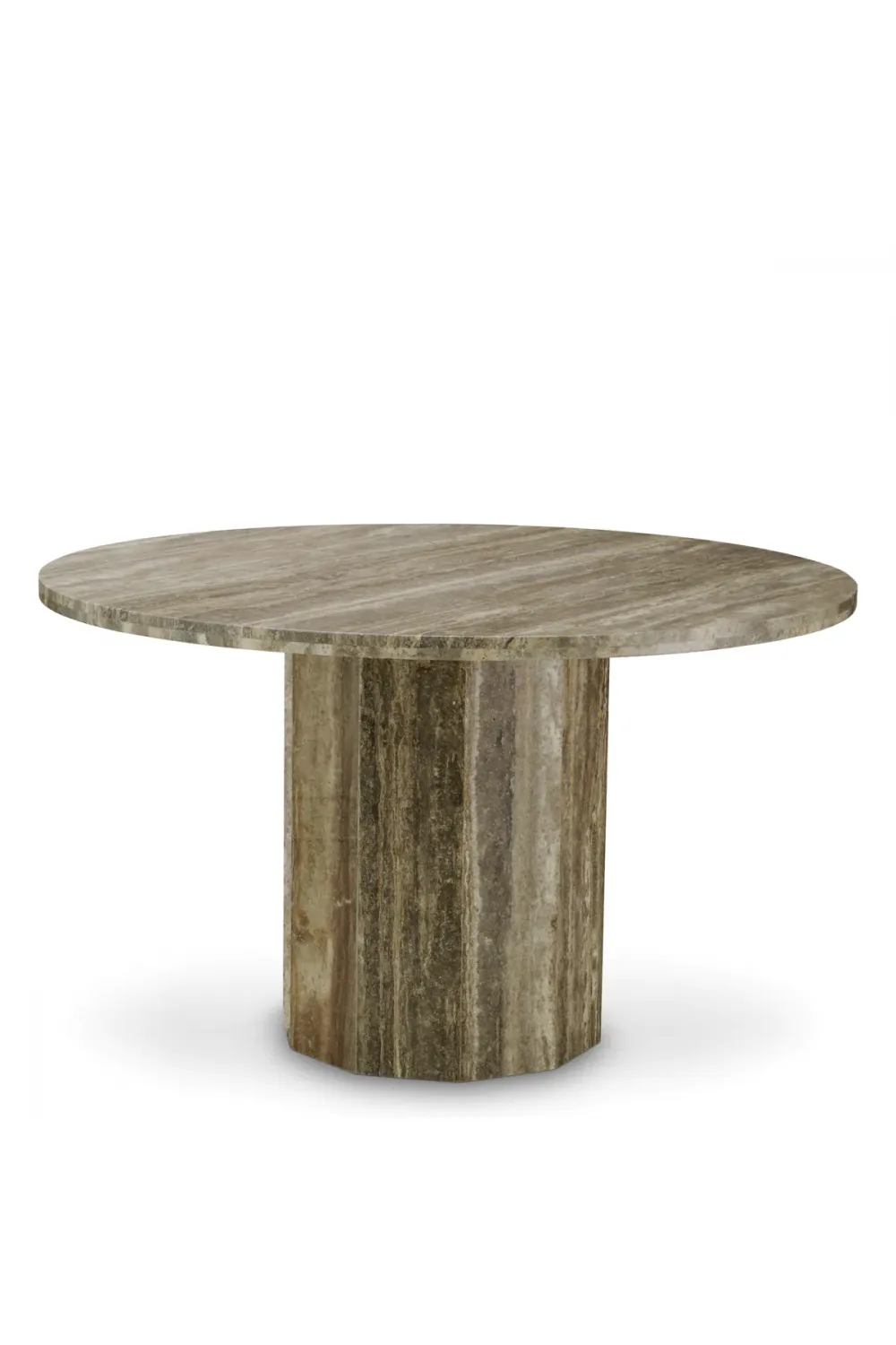 Luxury Round Travertine Dining Table with Sculptural Base