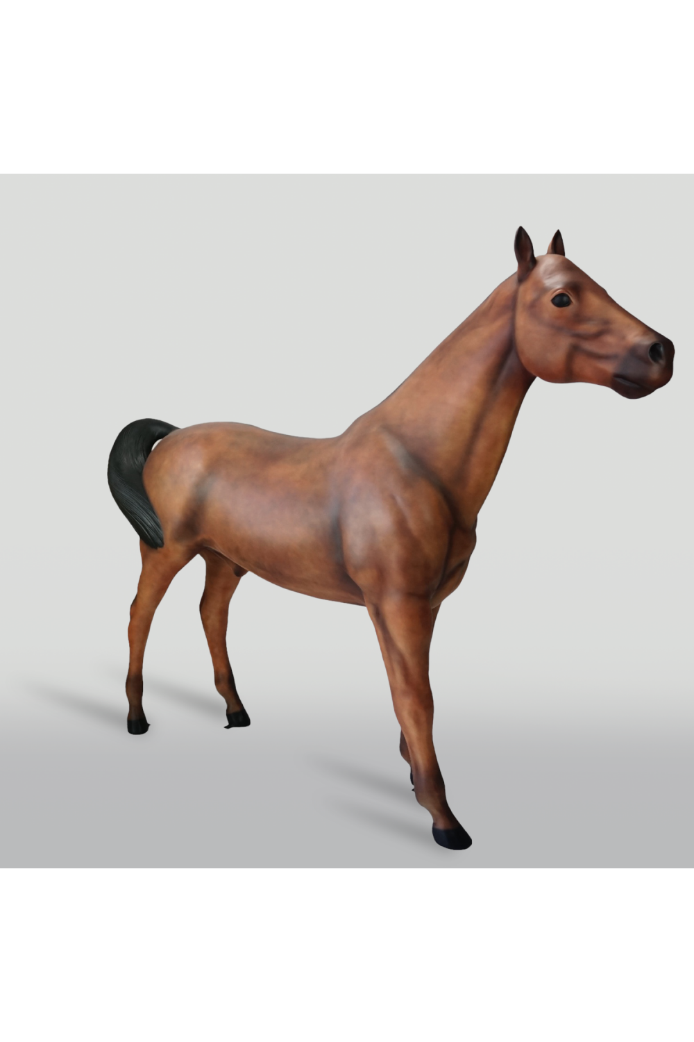 Luxury Life-Size Fiberglass Horse Sculpture with Natural Finish – 200 CM