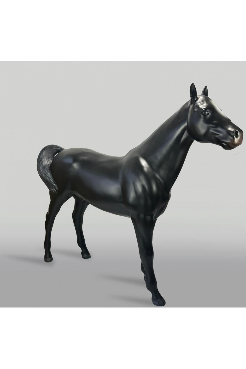 Luxury Life-Size Fiberglass Horse Sculpture with Natural Finish – 200 CM