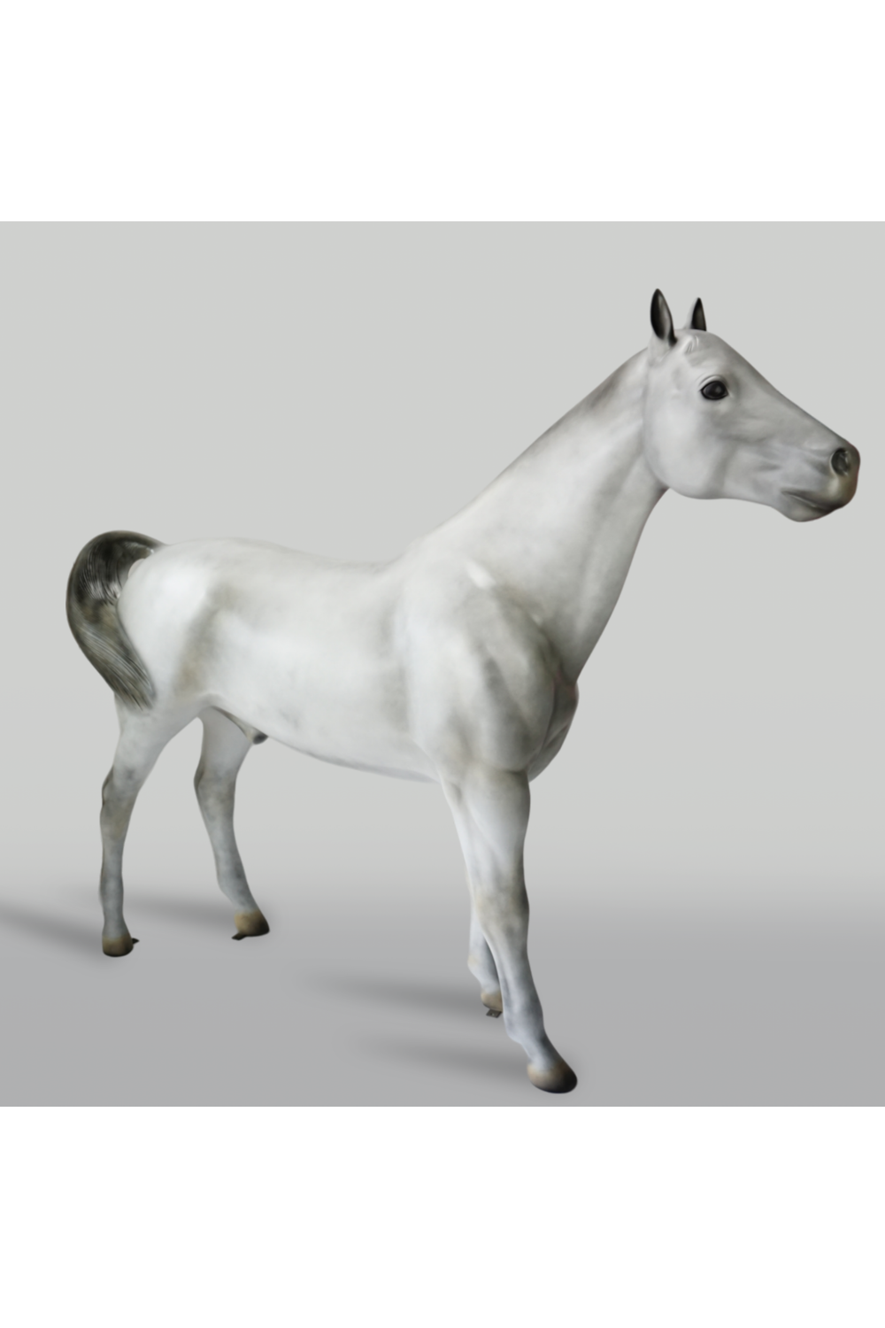 Luxury Life-Size Fiberglass Horse Sculpture with Natural Finish – 200 CM