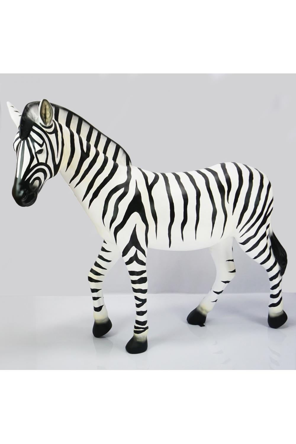 Luxury Life-Size Fiberglass Zebra Sculpture with Natural Finish – 165 CM