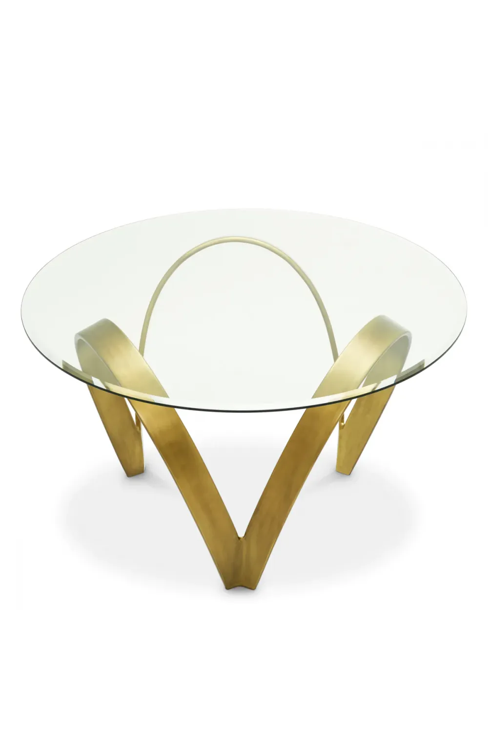 Luxury Round Glass Dining Table with Brass Base