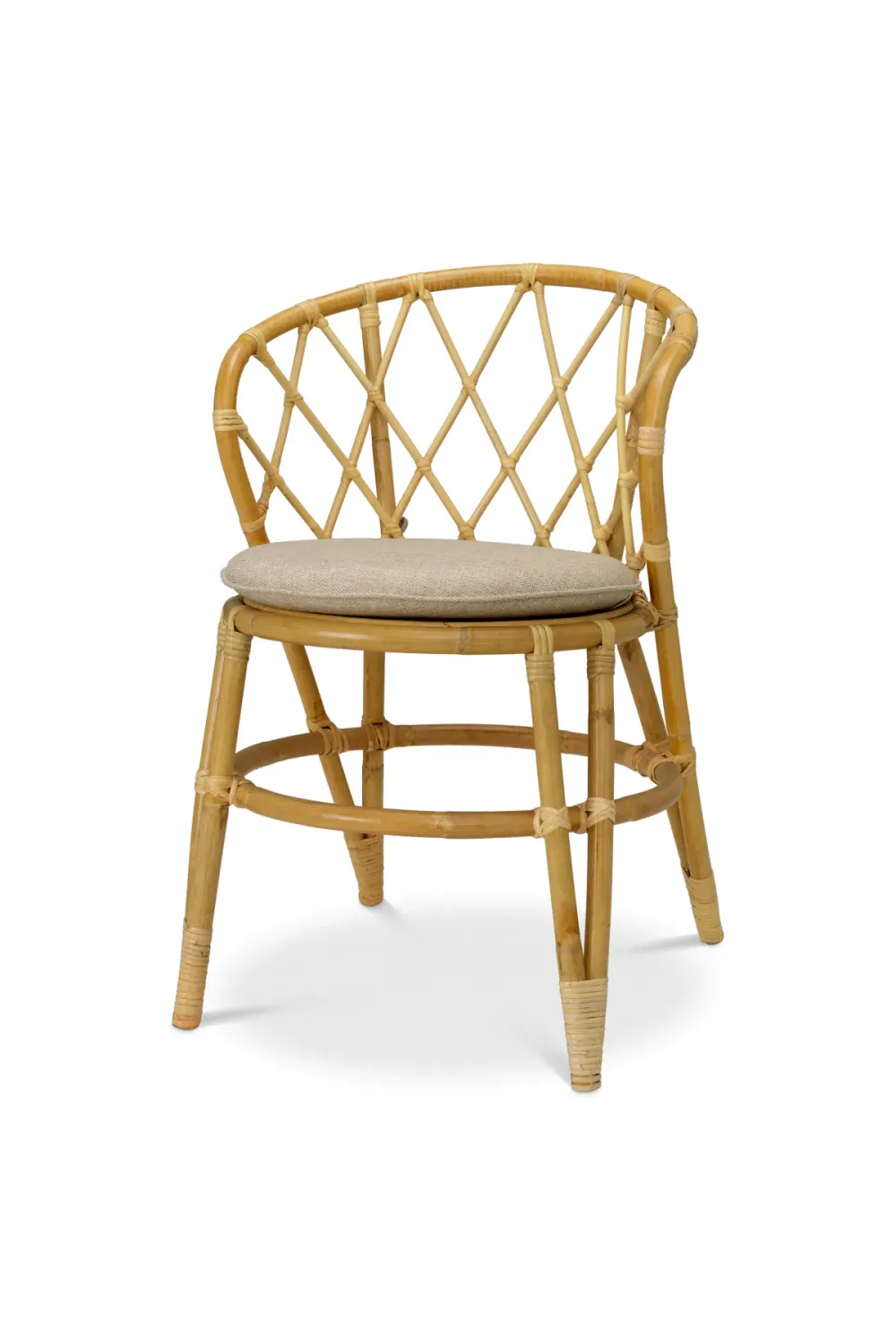 Luxury Natural Rattan Dining Chair with Woven Backrest
