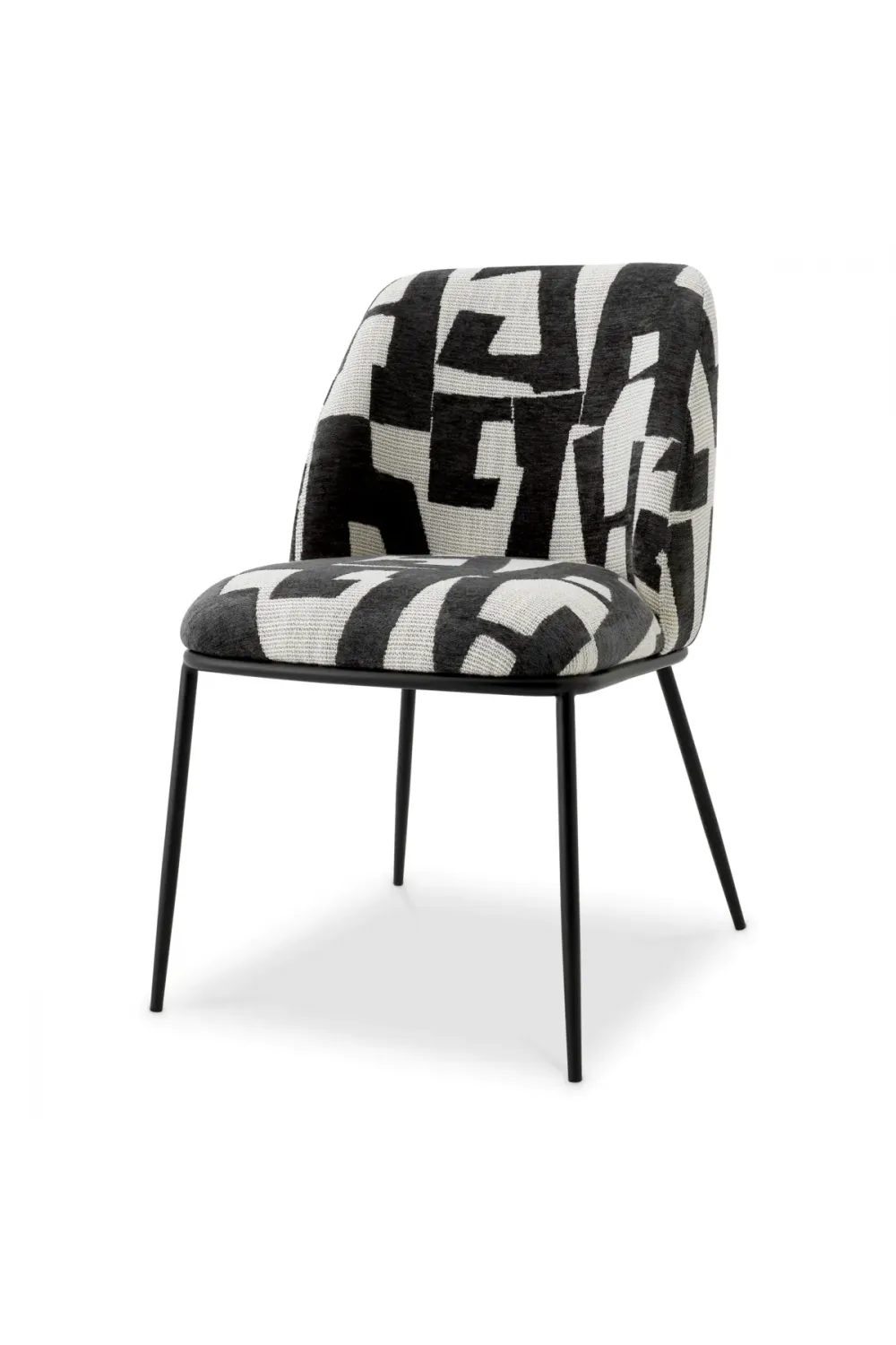 Luxury Brooklyn Black Upholstered Dining Chair with Black Legs