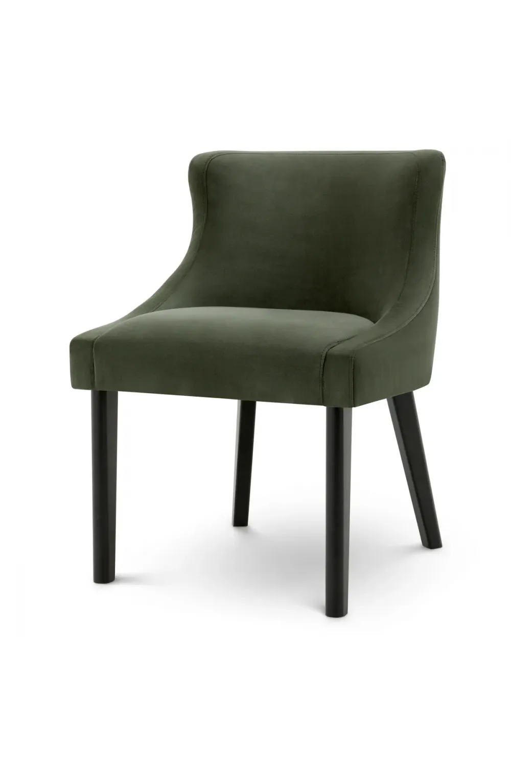 Luxury Torrin Green & Natural Velvet Upholstered Dining Chair with Black Legs