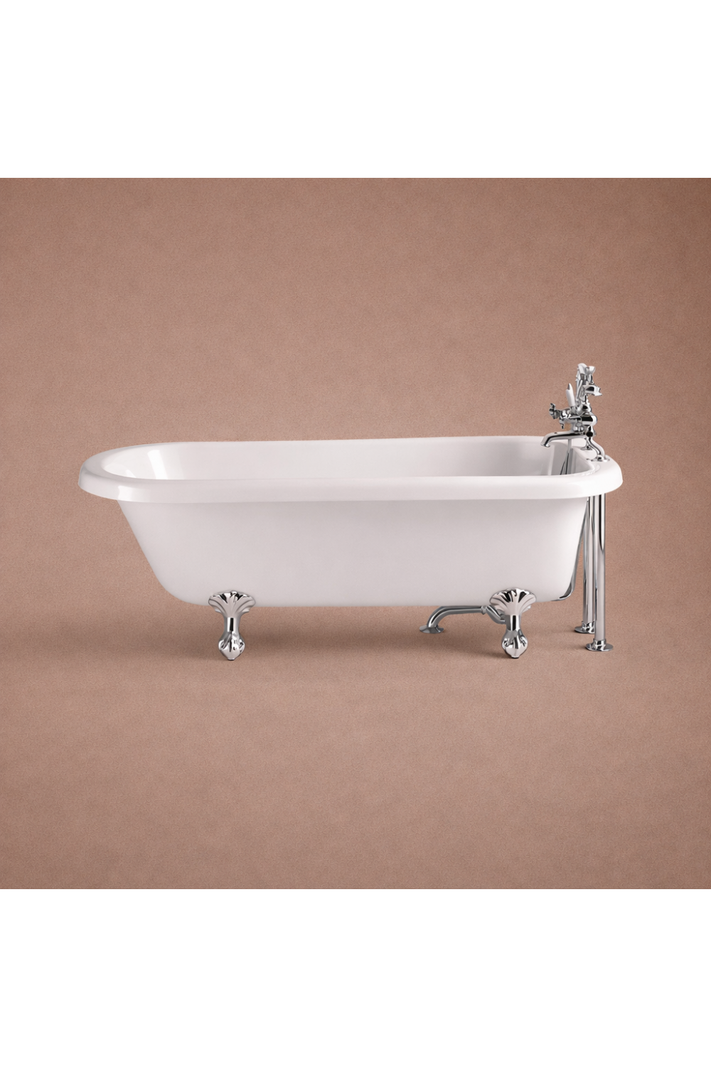 Luxury Freestanding Acrylic Single Ended Roll Top Bath in White Finish