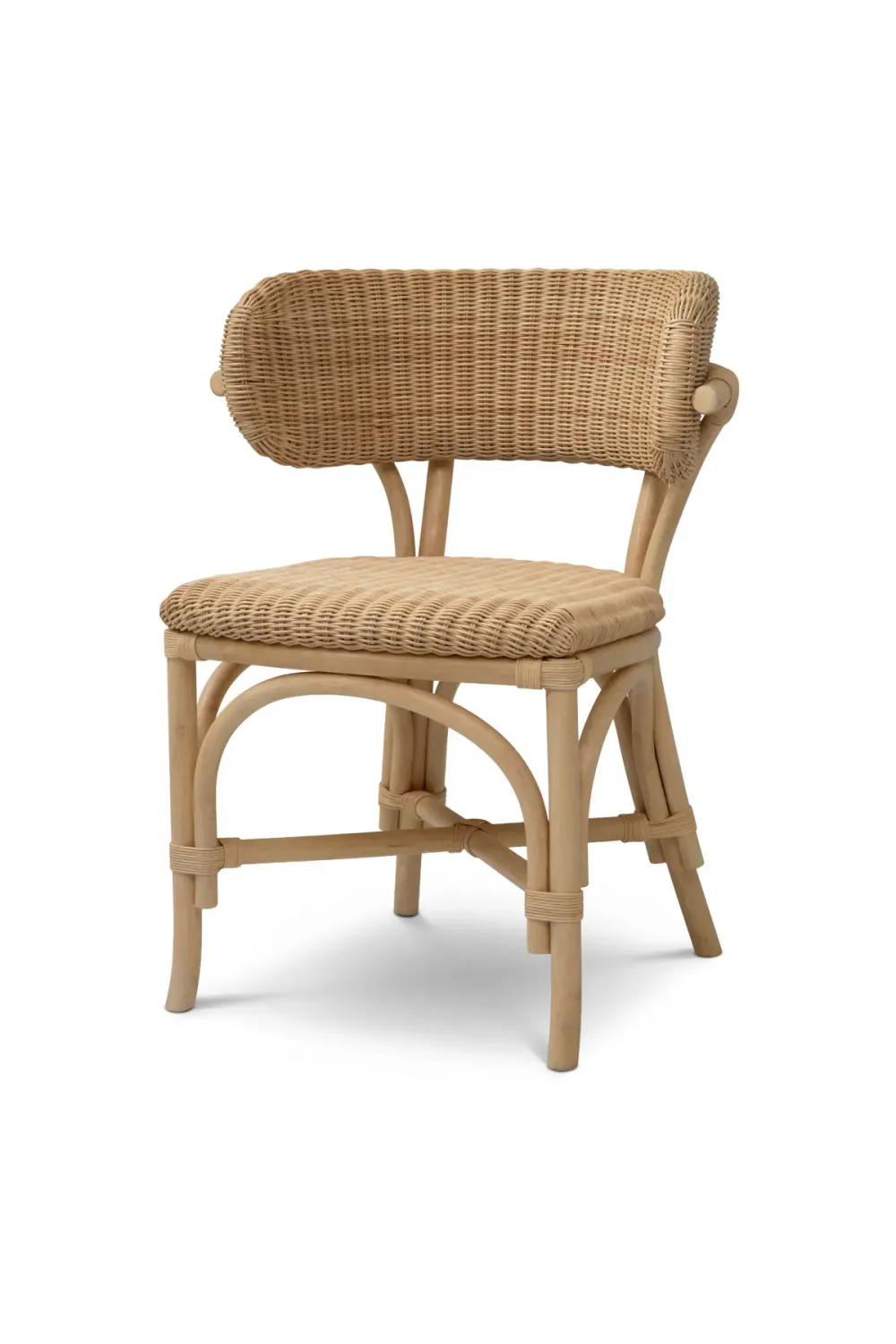 Luxury Natural Rattan Dining Chair with Woven Barrel Design