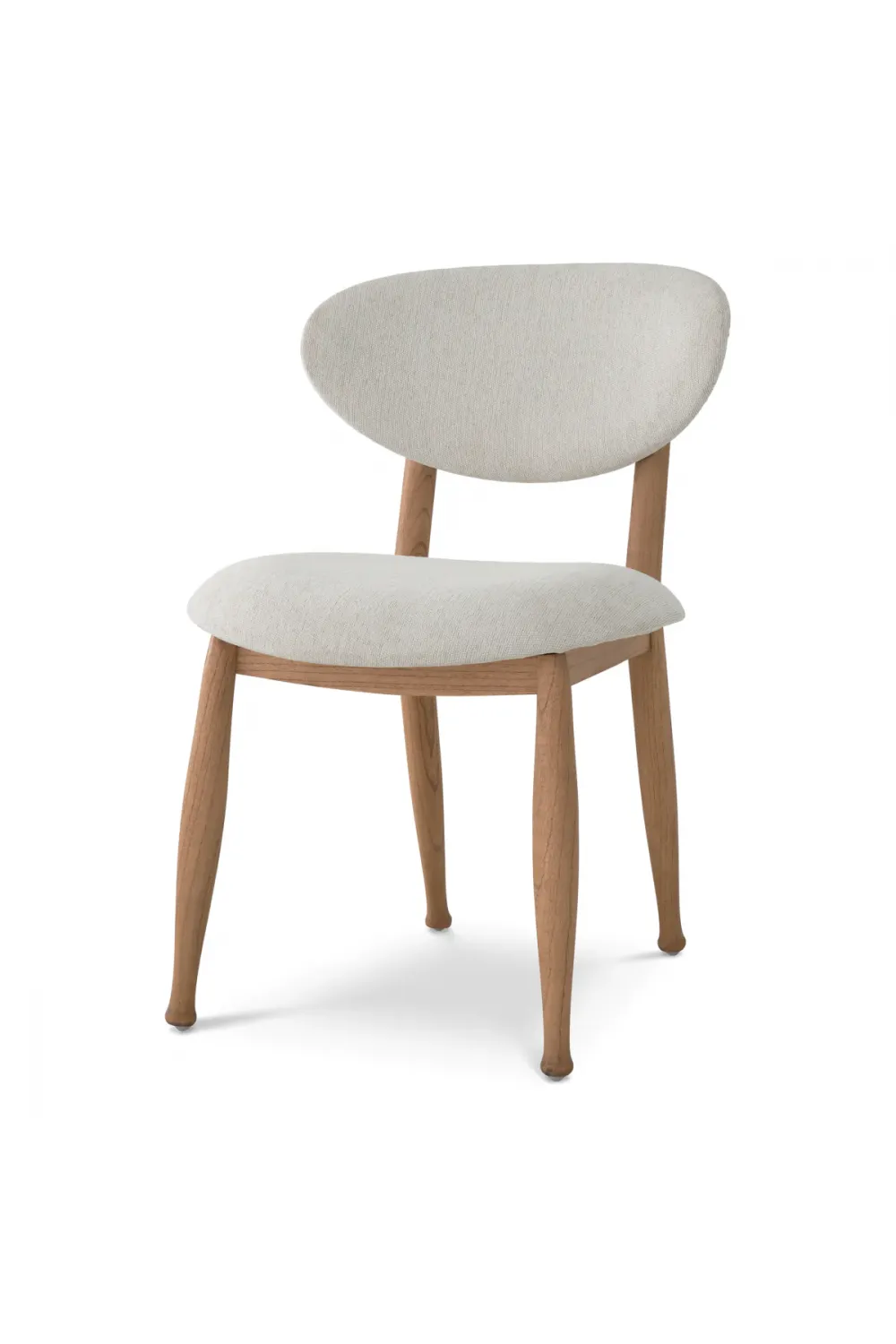 Luxury Curved Back Dining Chair in Natural Wood & White