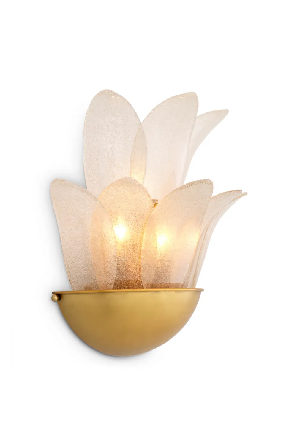 Luxuriöse Wandleuchte aus antikem Messing in Rauchglas mit Blattdesign von Luxury Group International