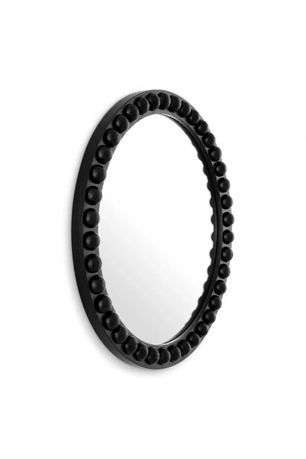 Luxuriöser klassischer schwarzer runder Wandspiegel mit skulpturalem Rahmen von Luxury Group International
