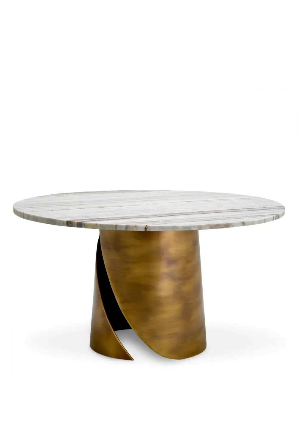 Luxury White Marble Round Coffee Table with Brass Base by Luxury Group International