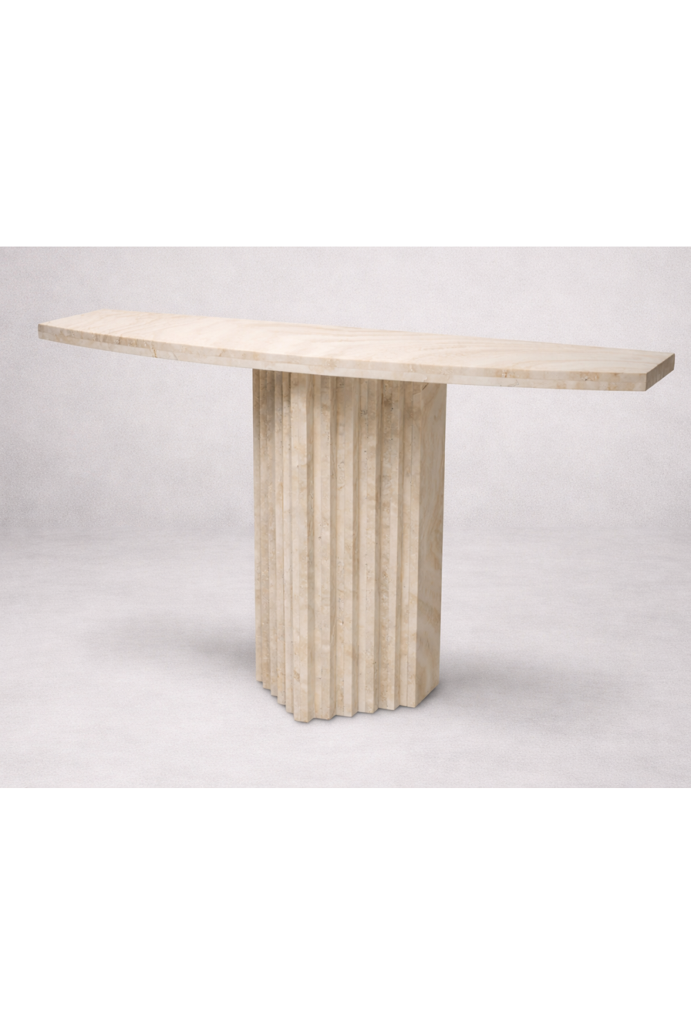 Luxuriöser weißer Art Deco Travertin Konsolentisch von Luxury Group International