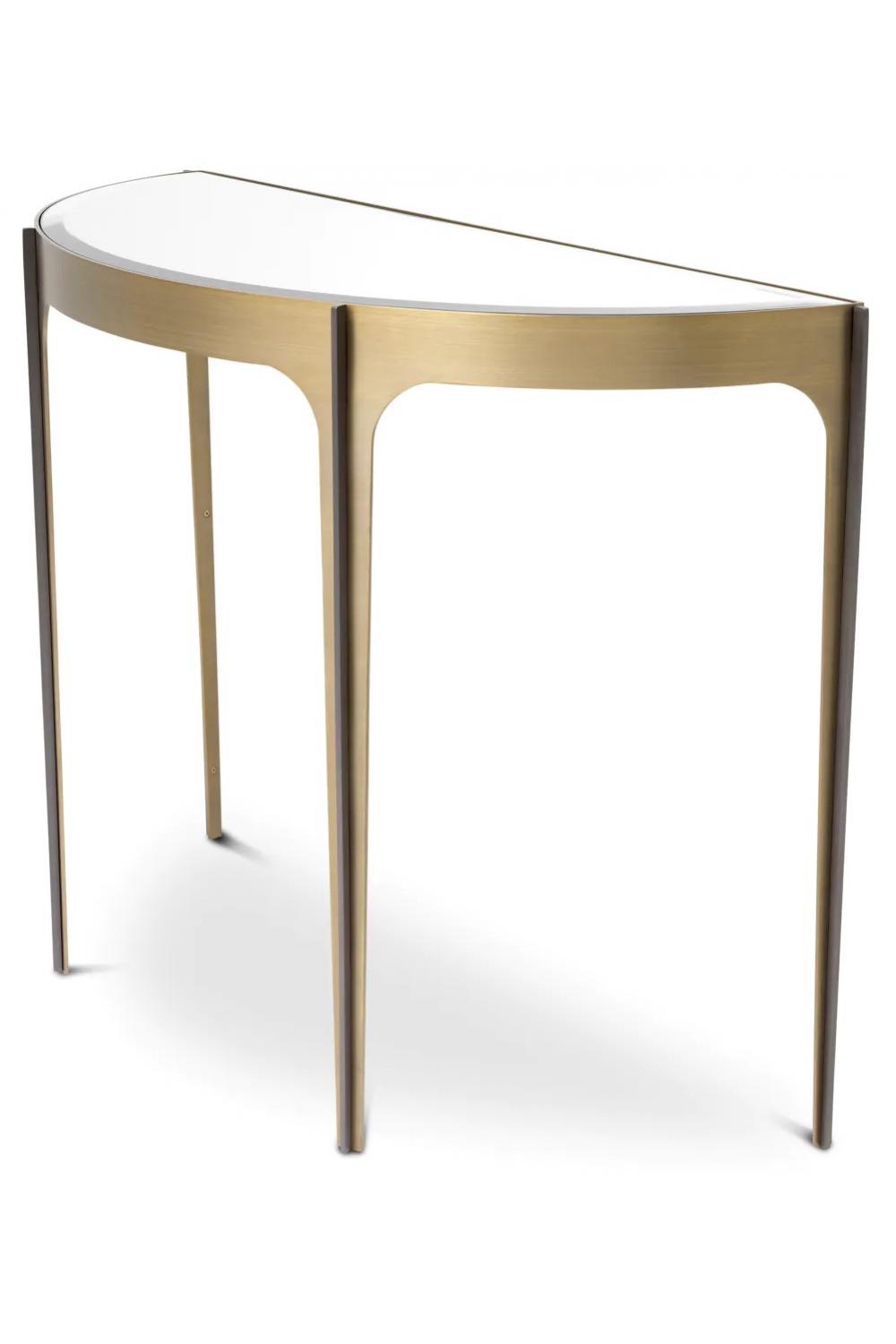 Luxuriöser Konsolentisch aus gebürstetem Messing mit abgeschrägter Spiegelplatte von Luxury Group International