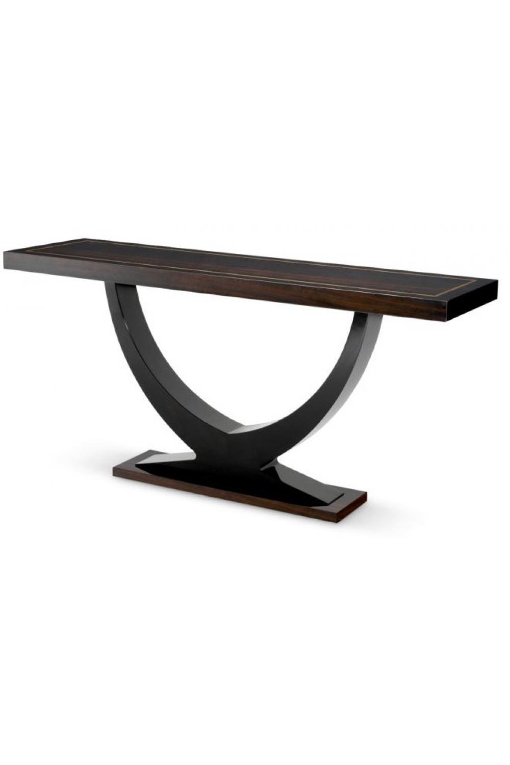 Luxuriöser dunkelbrauner Hochglanz-Konsolentisch aus Stäbchenfurnier von Luxury Group International