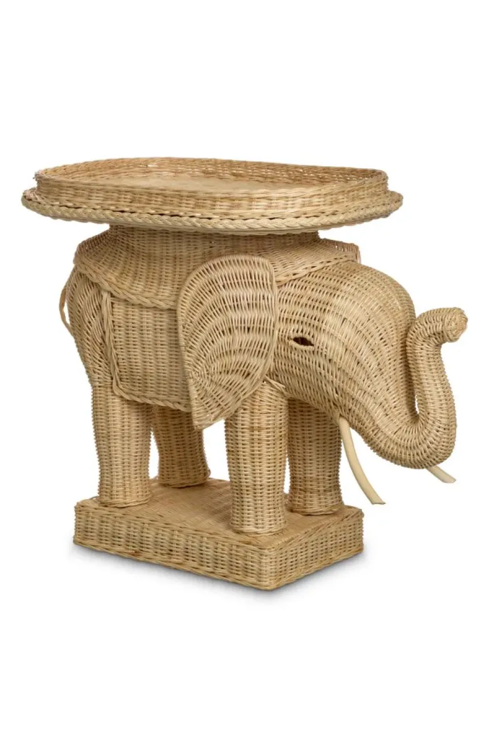 Luxury Natural Rattan Elephant Side Table for Artistic Interiors by Luxury Group International
