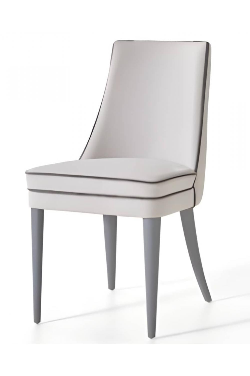 Luxury White Upholstered Dining Chair with Gray Tapered Legs by Luxury Group International