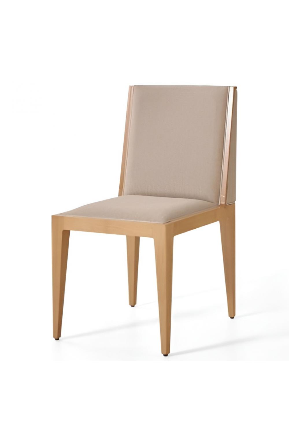 Luxury Beige Upholstered Dining Chair with Elegant Wooden Details by Luxury Group International
