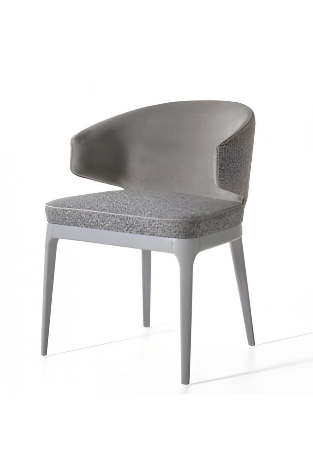 Luxury Gray Upholstered Dining Chair with Curved Back and Sleek Gray Legs by Luxury Group International
