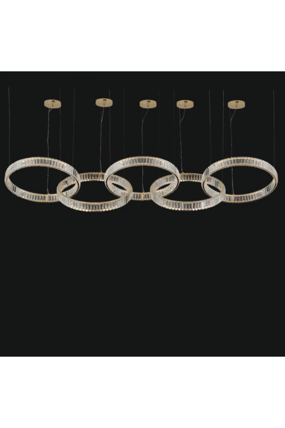 Luxus 5 Ring Modern Art Deco Interlocking Kristall LED Kronleuchter von Luxury Group International