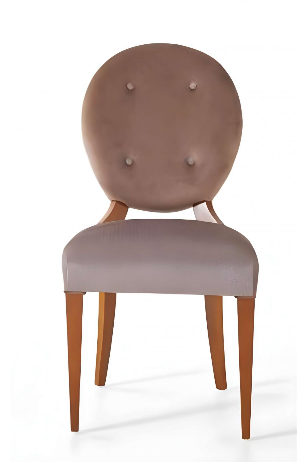 Luxury Beige Velvet Upholstered Dining Chair with Button-Tufted Back and Elegant Wooden Legs by Luxury Group International